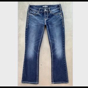 Silver AIKO Thick Stitched Bootcut blue Jeans